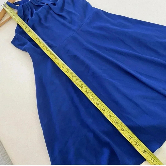 Blue chiffon fit and flare Express dress size 2 in Excellent pre owned condition - Picture 3 of 11